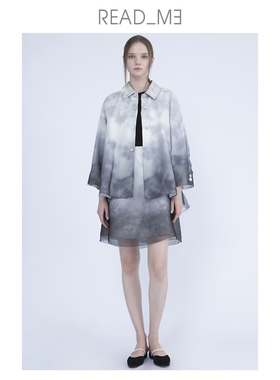 readme读我早秋女真丝晕染中式中长款短宽松A版外套风衣60614219