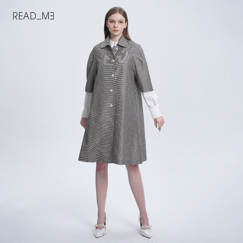 readme五分袖翻领中长款风衣