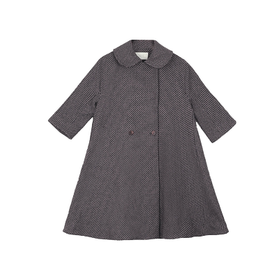 复古宽松A版娃娃领格纹大衣
