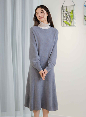 READ_ME读我灰收腰A摆羊毛针织连衣裙B10270646