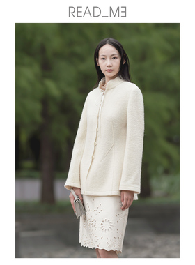 README读我商场同款新品冬修身白短气质羊毛大衣B30922405