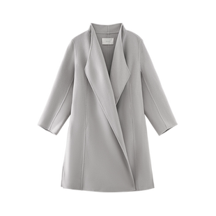 README读我精致优雅羽灰色双面呢羊毛大衣60952604