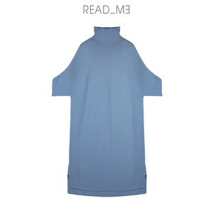 readme读我优雅气质百搭打底连领针织中长连衣裙B30225141