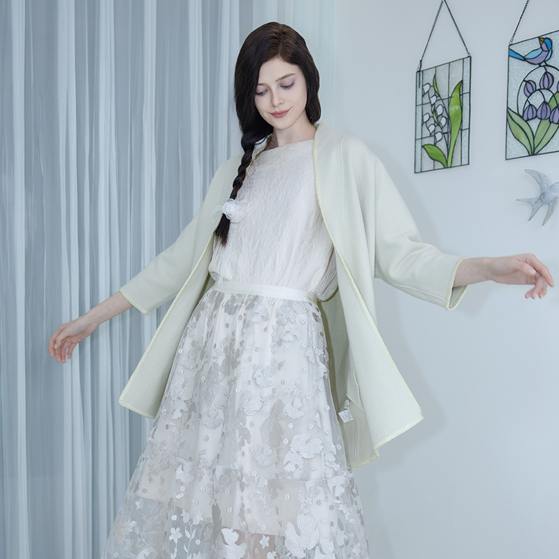 README羊毛混纺短款开襟