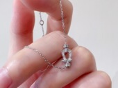 二手98新FRED斐登force10系列小号白金满钻马蹄扣头项链