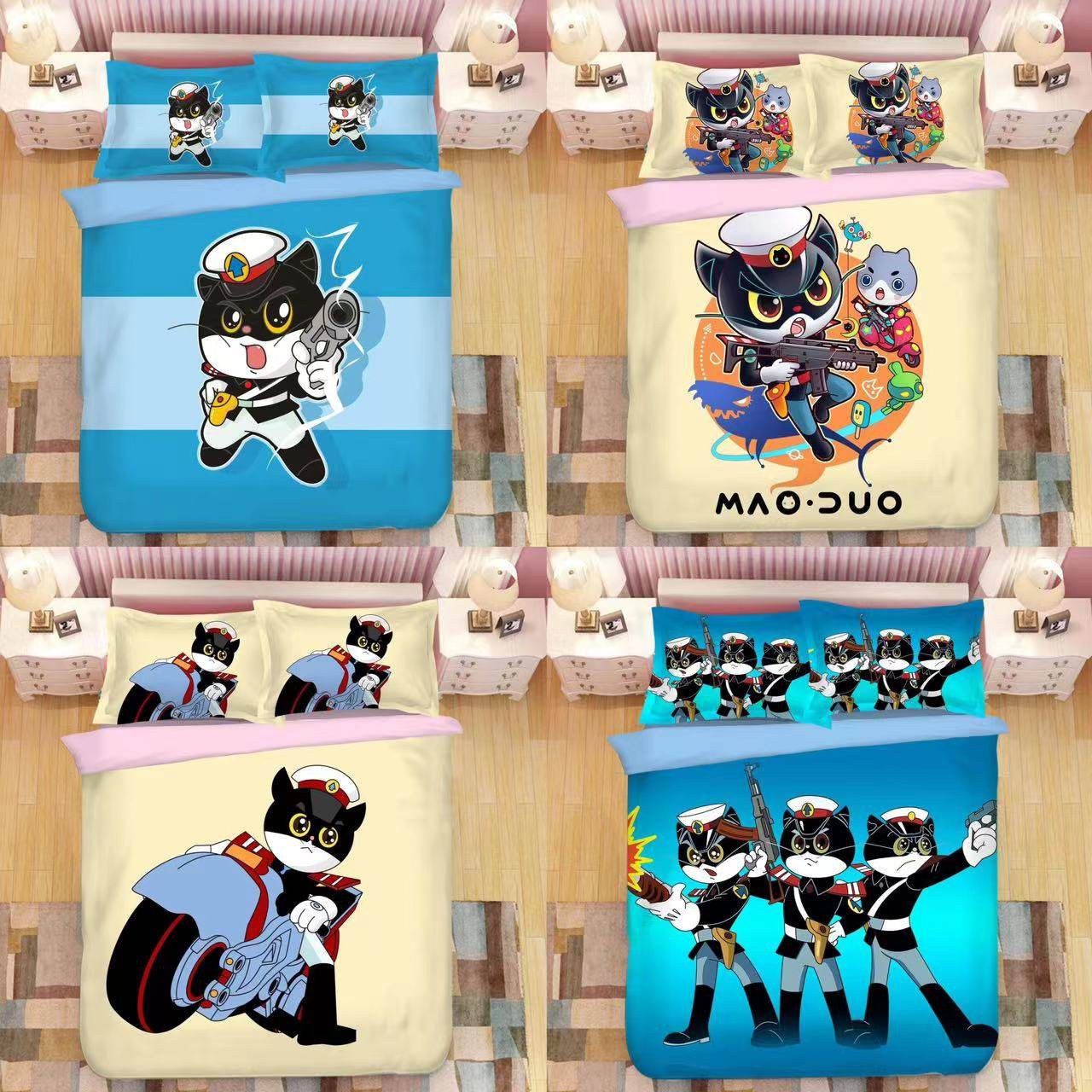 来图定制卡通动漫黑猫警长床单被套可爱儿童床品学生宿舍床三件套,床上用品,床品套件/四件套/多件套,淘宝优惠券,粉丝福利购,淘宝优惠卷