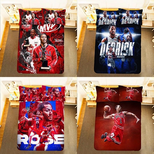 风城玫瑰Rose德里克·罗斯床单被套男生单人宿舍篮球迷周边三件套