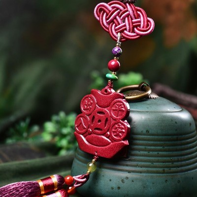 朱砂高含量紫金砂招财猫车挂男女款转运百搭饰品礼物