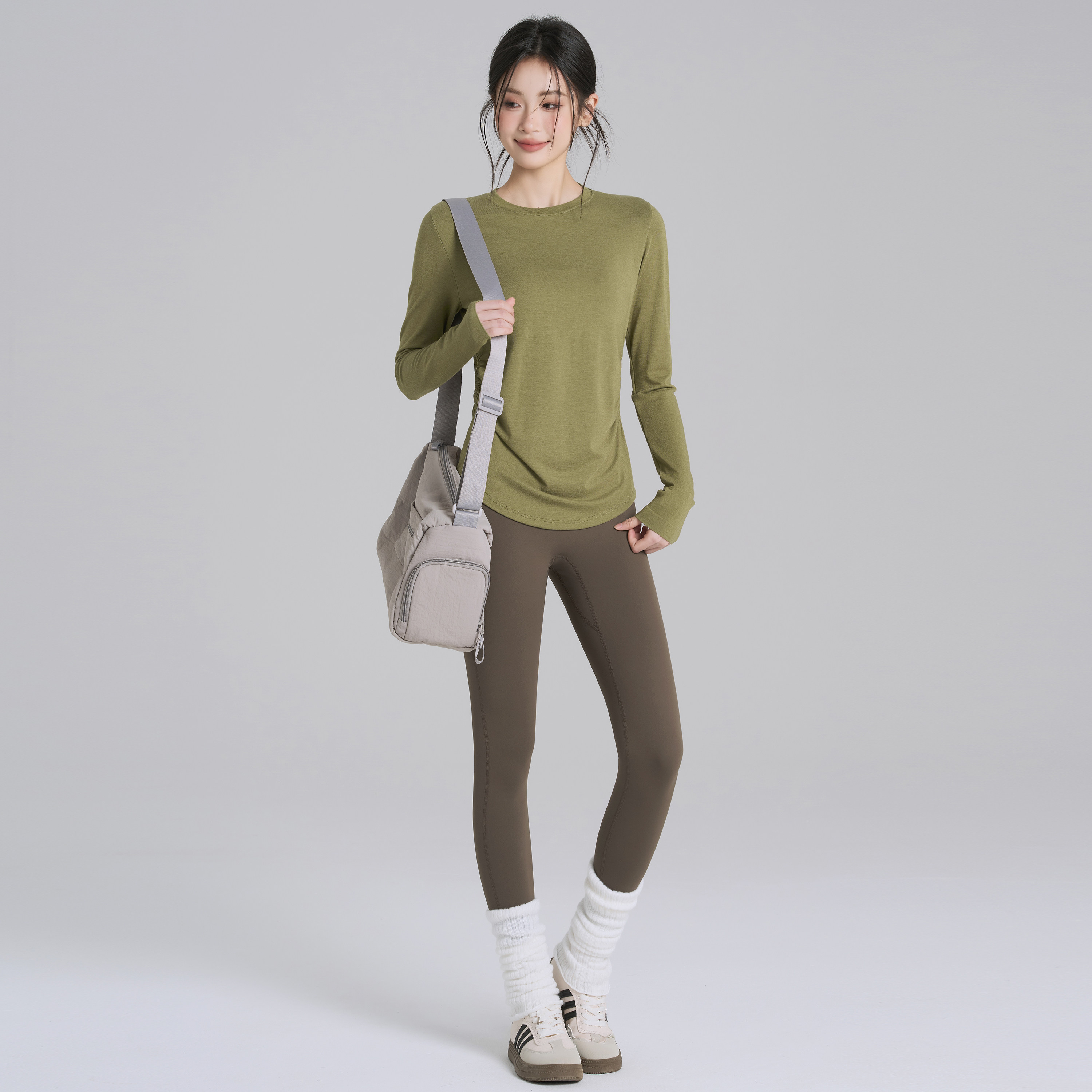 岚纹美利奴羊毛瑜伽服健身服长袖宽松速干跑步罩衫训练运动上衣女,运动服/休闲服装,健身衣,淘宝优惠券,粉丝福利购,淘宝优惠卷