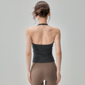 岚纹挂脖运动背心女带胸垫防震跑步瑜伽内衣普拉提美背吊带健身服