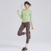 岚纹运动长袖 女速干瑜伽服t恤跑步普拉提训练羽毛球网球健身上衣