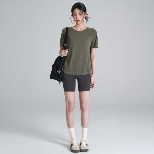 速干遮臀瑜伽服宽松健身上衣女