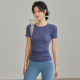 专业训练跑步瑜伽服透气健身t恤夏季 岚纹圆领运动上衣女短袖 修身
