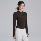 岚纹秋冬立领健身瑜伽服外套女德绒修身 显瘦运动上衣跑步训练长袖