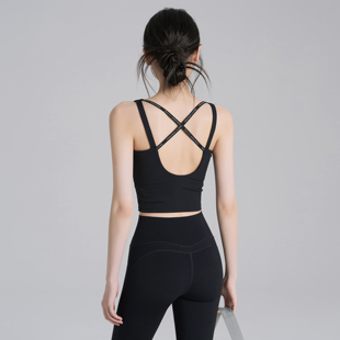 岚纹交叉美背运动文胸女一体式防震跑步训练健身背心瑜伽内衣外穿