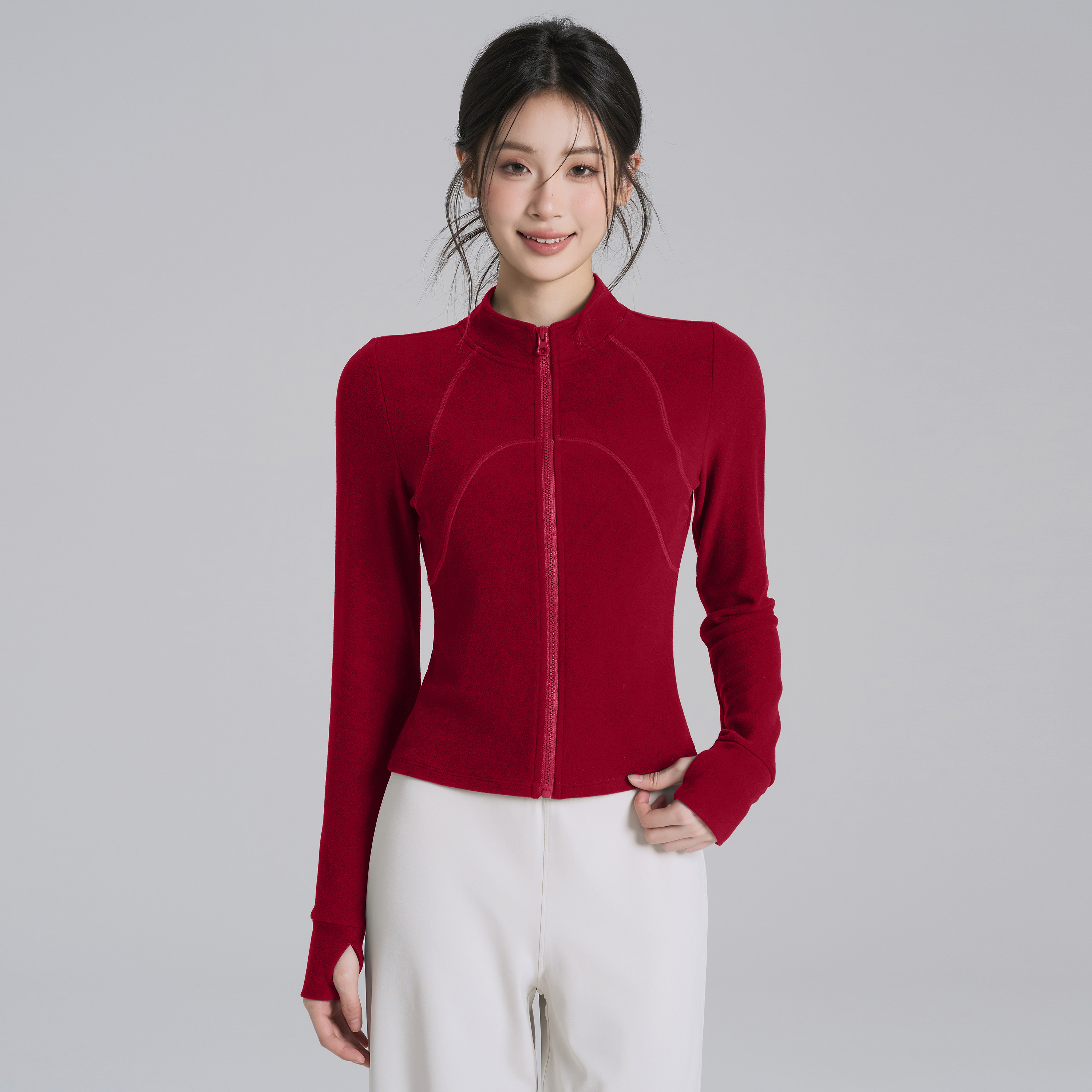 岚纹秋冬立领健身运动服外套女德绒瑜伽上衣显瘦跑步训练长袖新款,运动服/休闲服装,健身衣,淘宝优惠券,粉丝福利购,淘宝优惠卷