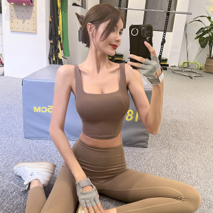岚纹高强防震跑步训练运动内衣女聚拢健身文胸宽肩带瑜伽背心夏季