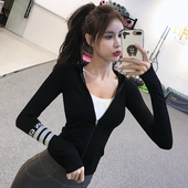 岚纹连帽瑜伽健身服显瘦跑步训练上衣长袖 弹力紧身运动外套女秋冬