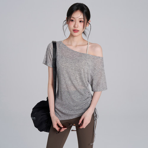 夏季宽松普拉提瑜伽服运动短袖女