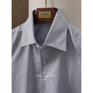 意式优雅绅士大八领衬衣商务低饱和度老钱风休闲修身含亚麻衬衫