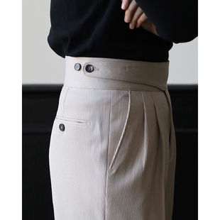 [三色]复古高腰廓尔格修身小直筒双褶免烫上班垂感休闲春秋西裤