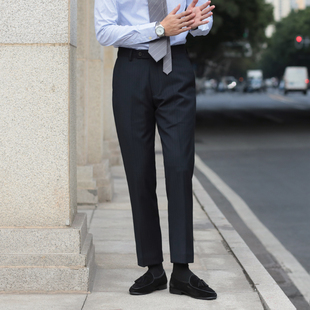 西裤 英伦风黑色条纹长裤 正装 日常上班商务百搭修身 羊毛人字纹