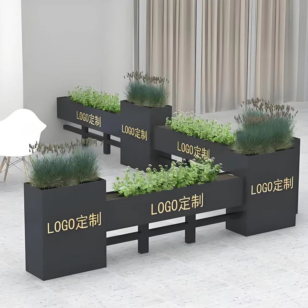 厂家直销商用铁艺花箱室外围栏餐厅组合售楼部花箱 隔断定制花槽