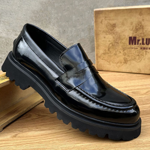 男士皮鞋时尚潮流乐福鞋厚底增高