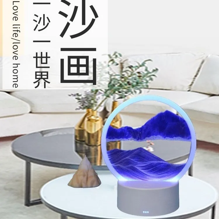 3D立体流沙画桌面摆件动态沙漏创意小夜灯生日礼物玄关酒柜装饰品图片