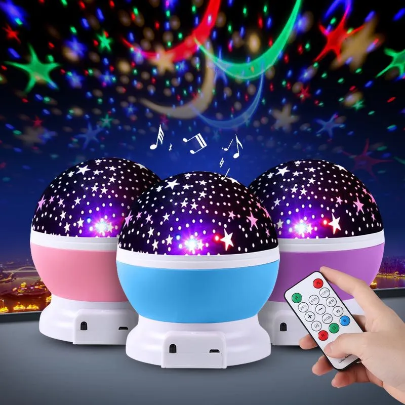 梦幻旋转蓝牙音响满天星小夜灯led遥控音乐星空灯投影仪亚马逊