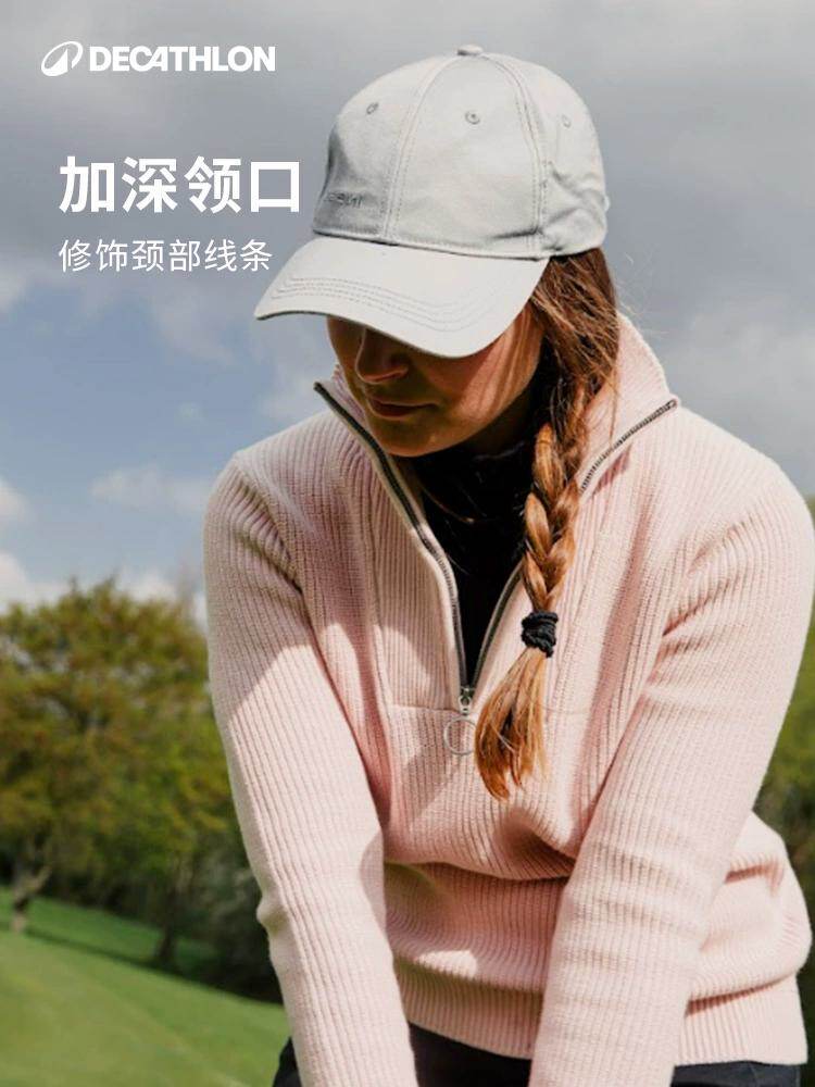 DECATHLON 스웨터 여성용 하프 지퍼 터틀넥 스웨터 따뜻한 풀오버 스포츠 긴팔 스웨터 SAG2