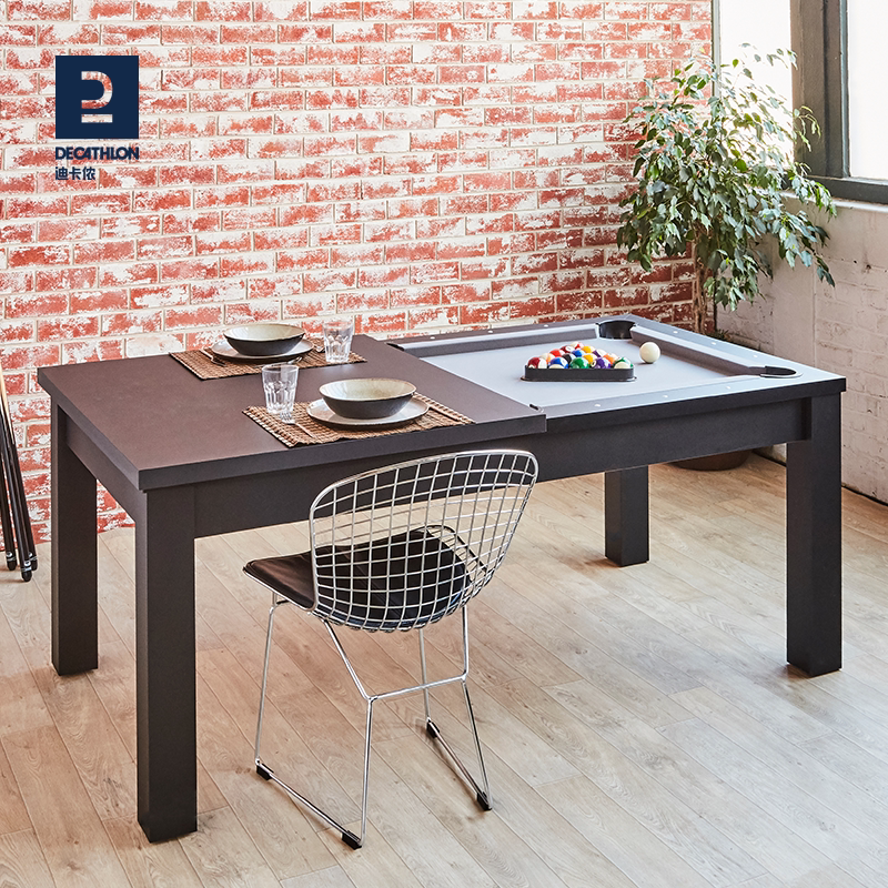 迪卡侬二合一台球桌多功能家用斯诺克成人儿童乒乓球台餐桌ivh3