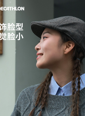 迪卡侬户外帽子男女复古贝雷帽平顶帽前进帽扁平头文艺144528OVHU