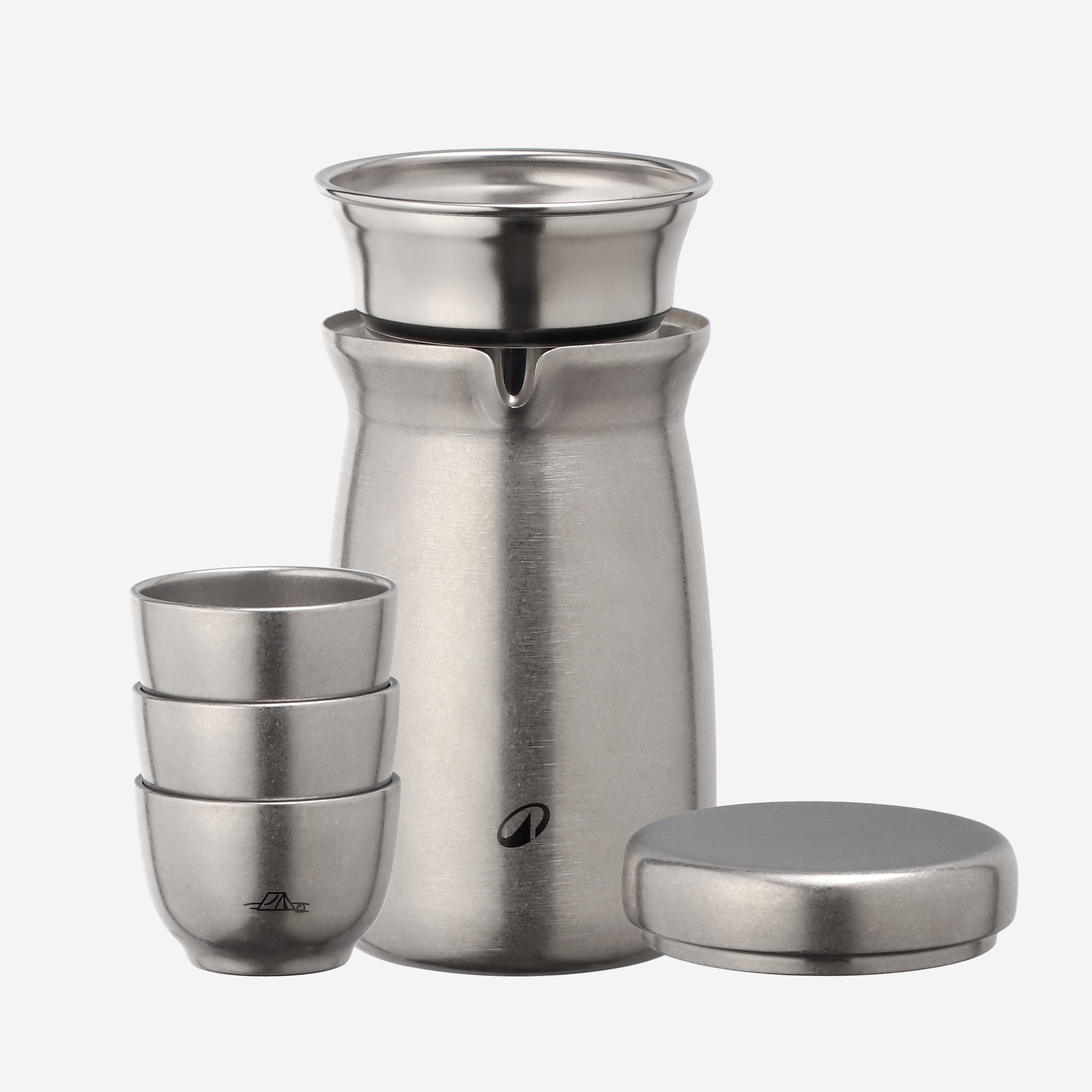 迪卡侬露营便携式户外旅行304不锈钢高级茶具套装3人8934503ODCF