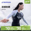 冲浪服IVL4 长裤 迪卡侬分体泳衣长袖 防晒度假泳衣女显瘦泡温泉套装