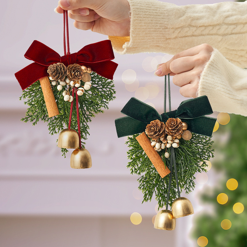 跨境圣诞节花环门挂装饰品门饰景布置挂饰小铃铛挂件吊饰道具