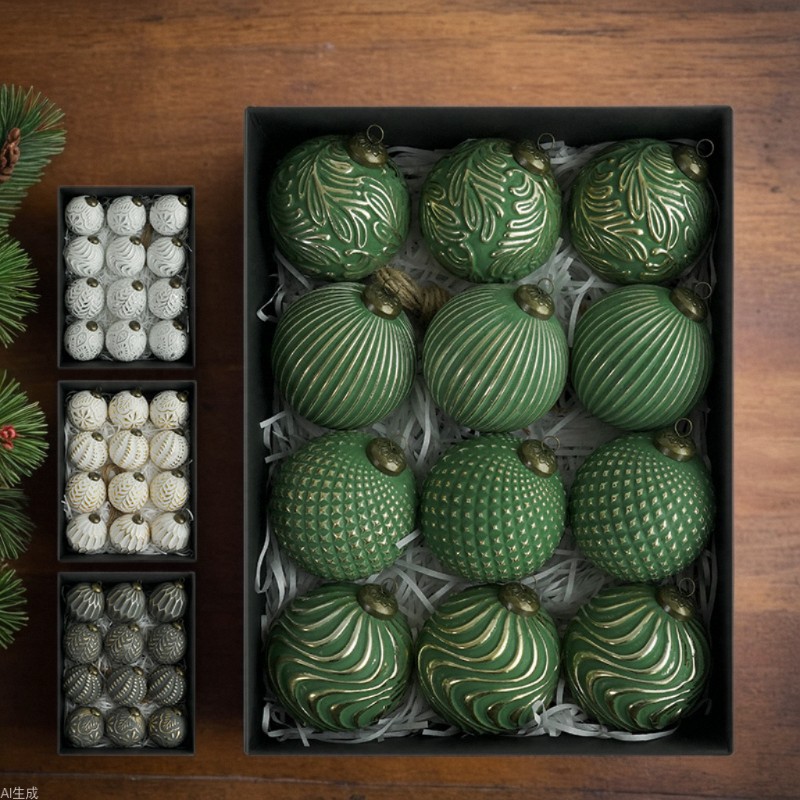 亚马逊爆款8cm仿古圣诞球装饰摆件圣诞树挂饰摆件圣诞球套餐批发