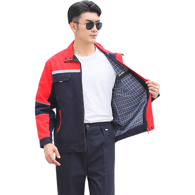 秋冬季双层工作服套装男耐磨