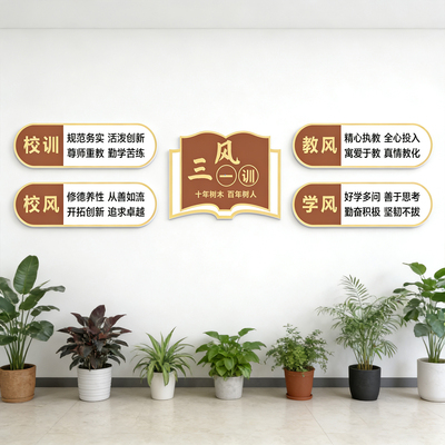 校园三风一训校风校训讲文明墙贴
