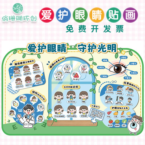 爱护眼睛预防近视爱眼日主题墙贴