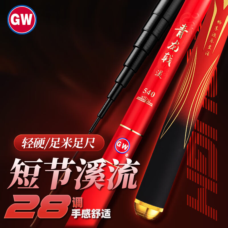 光威（GW）鱼竿手竿青龙戟溪流竿28调短节鱼杆超轻超硬野钓钓鱼竿