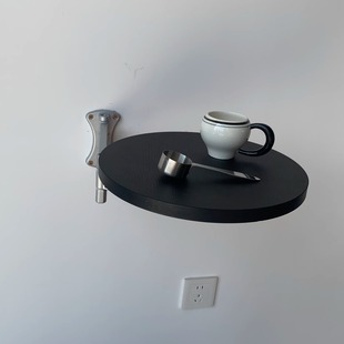 壁挂可收回茶几边机圆形折叠置物架投影仪支架打孔挂墙悬浮床头桌
