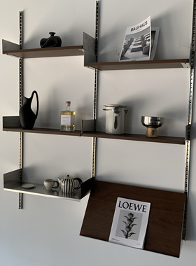 Vitsoe轨道中古置物架客厅背景墙装饰可调节书架家用墙上展示架