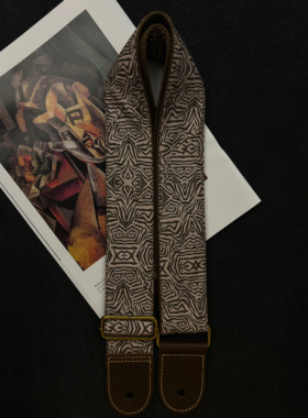 【原创】Loudspeaker形骸之索 意大利皮革工艺无序斑马纹吉他背带