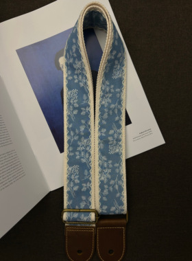 【原创】Loudspeaker BlueHour意大利皮革工艺浅蓝艺术感吉他背带