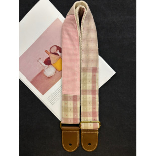 【原创】Loudspeaker 意大利皮革工艺手工粉色系拼布吉他背带