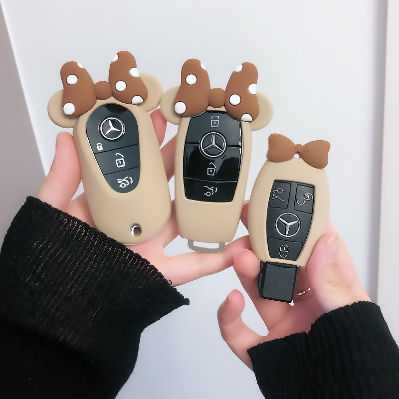 车钥匙套硅胶奔驰卡通蝴蝶结套女