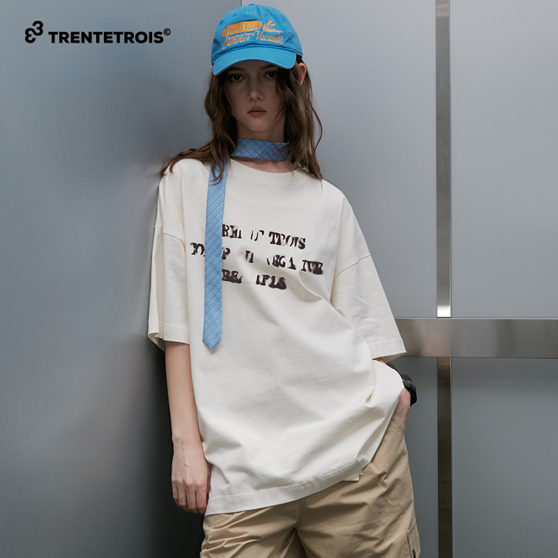 33潮牌夏季新款短袖T恤宽松国潮休闲印花短袖T恤
