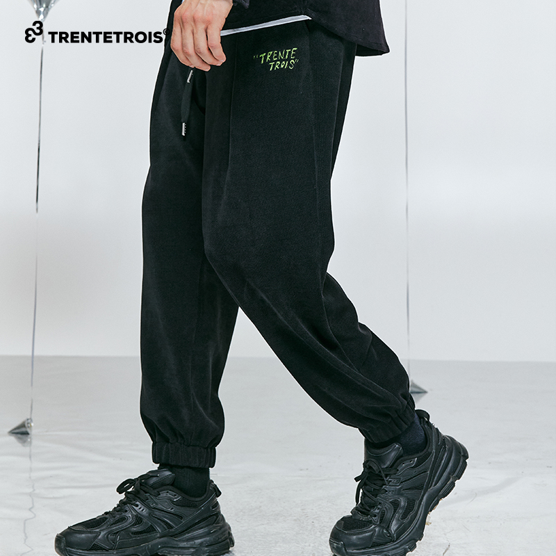 33潮牌肌理感雪尼尔面料休闲裤面料舒适柔软宽松时尚潮流裤子