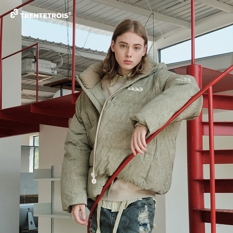 33潮牌做旧扎染印花轻薄保暖羽绒服